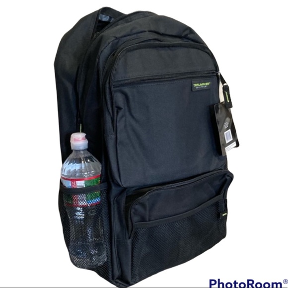 Backpack Black Large Full Zip Side Mesh Pockets Unisex New